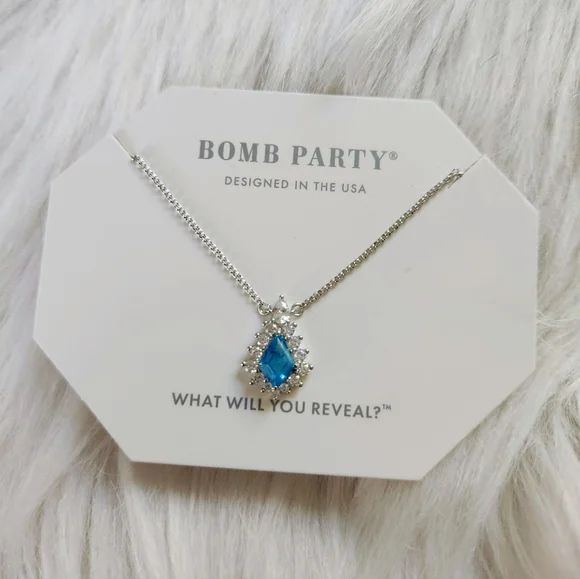 NWT Bomb Party 5158 Blue Apatite .925 Solid Sterling Silver 18" Necklace - Picture 2 of 5